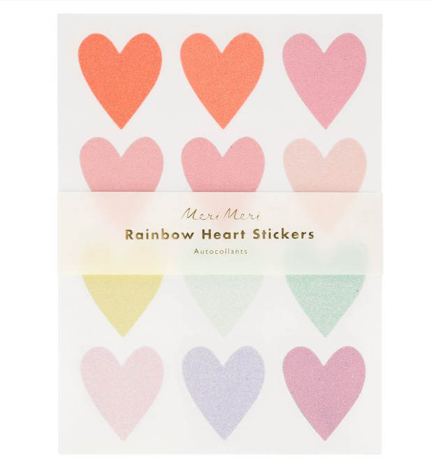 pastel heart glitter stickers