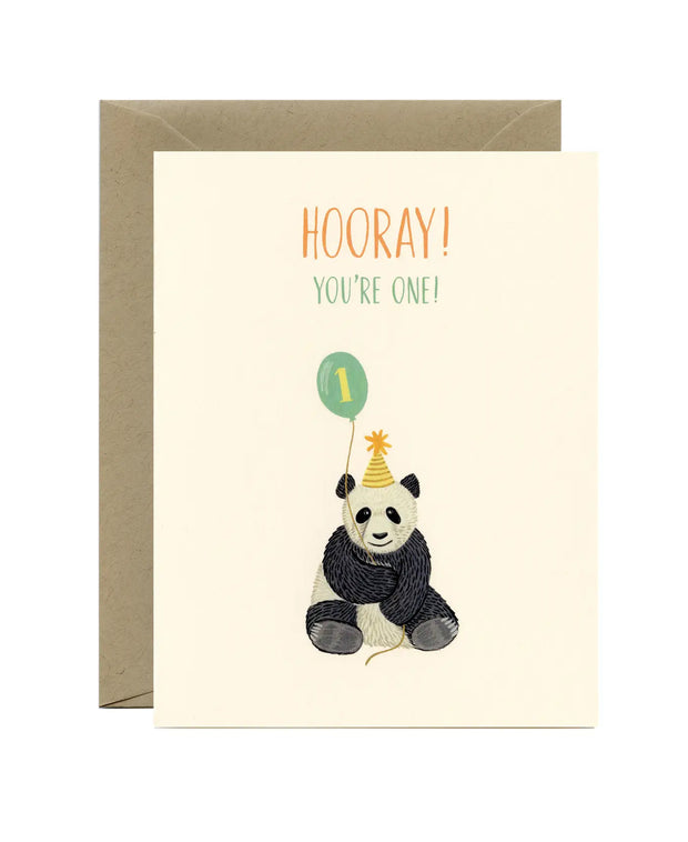 Panda First Birthday Card