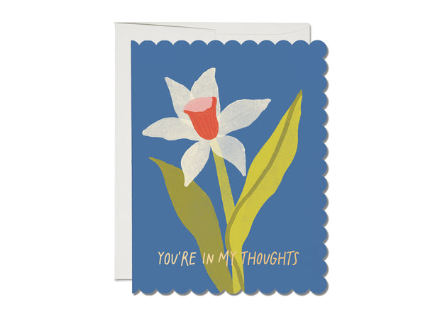 scalloped daffodil die cut foil sympathy card