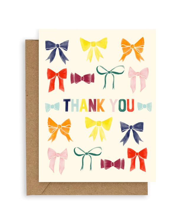 rainbows bows thank you card - single or set of 6