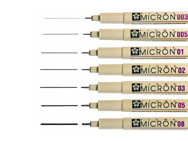 micron black pens - various sizes