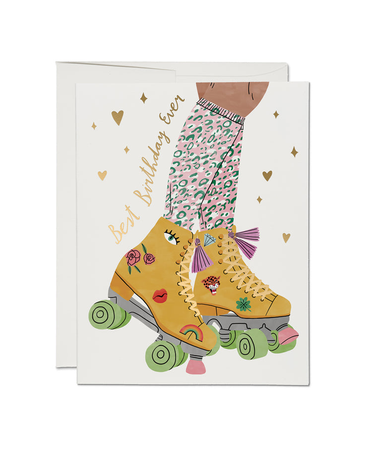 roller skate foil birthday card