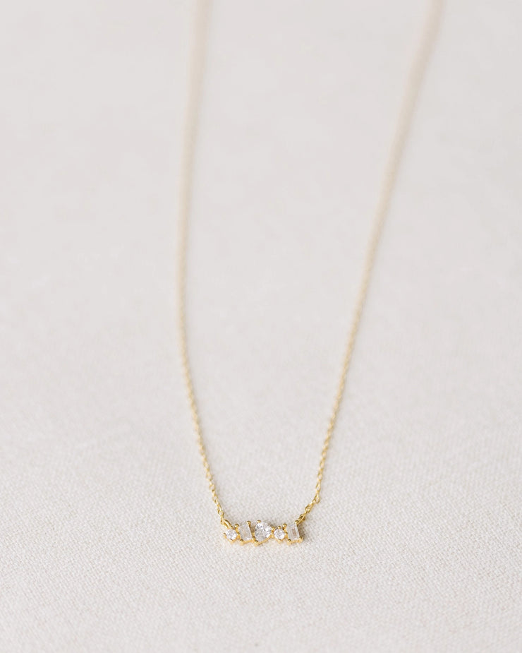 Gold Crystal Bar Necklace