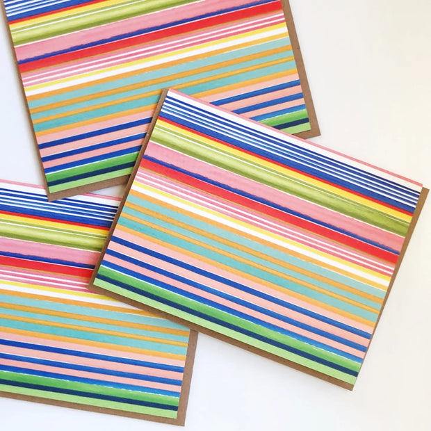 painted stripe blank cards - set of 6