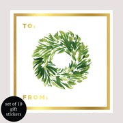 wreath gift tag stickers - set of 10