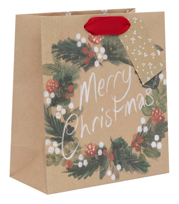 wreath kraft gift bag - medium