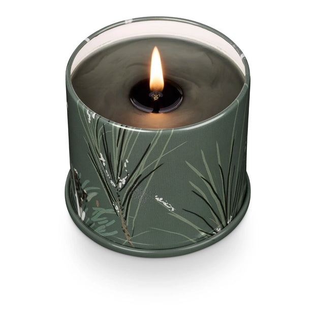 holiday vanity tin candles - woodfire or balsam & cedar