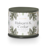 holiday vanity tin candles - woodfire or balsam & cedar