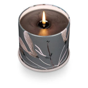 holiday vanity tin candles - woodfire or balsam & cedar