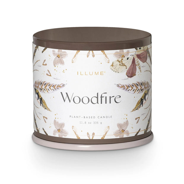 holiday vanity tin candles - woodfire or balsam & cedar