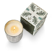 small winter crackle glass candles - boxed or unboxed, woodfire or balsam & cedar