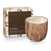 woodfire large boxed crackle glass candle