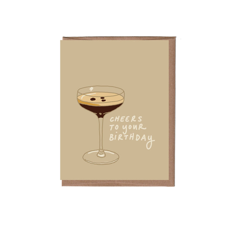 scratch & sniff espresso martini birthday greeting card