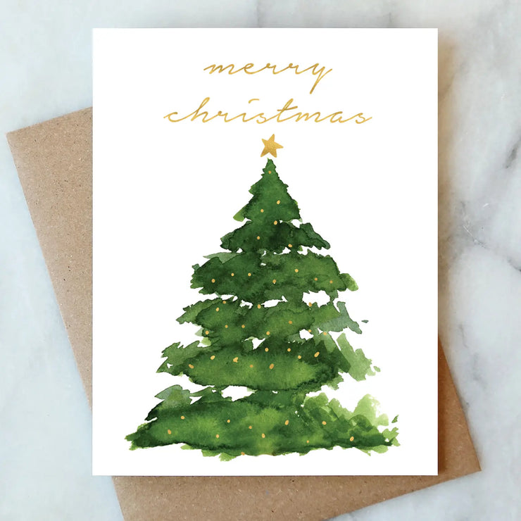 merry christmas tree card - box set of 6