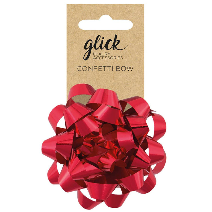 confetti bow - metallic red