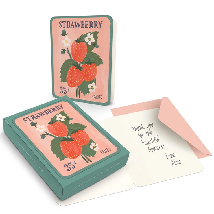 strawberry seeds note card set