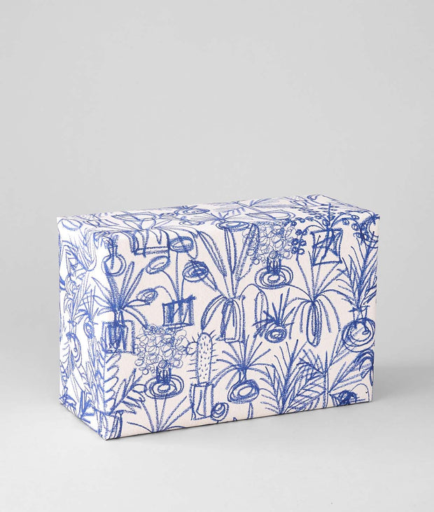 plants blue gift wrap sheet