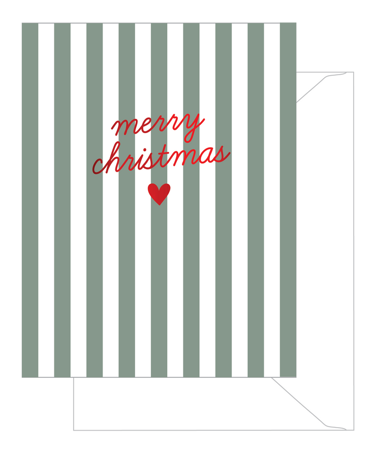 striped merry christmas card - boxed set