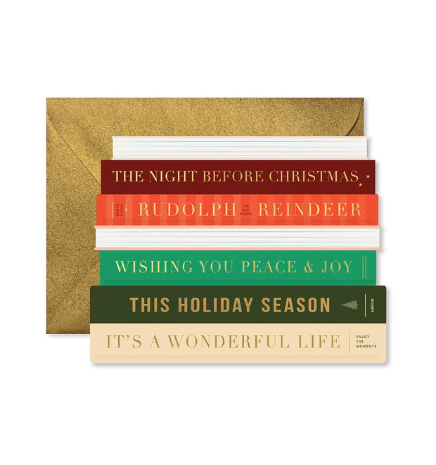 holiday books die-cut greeting card