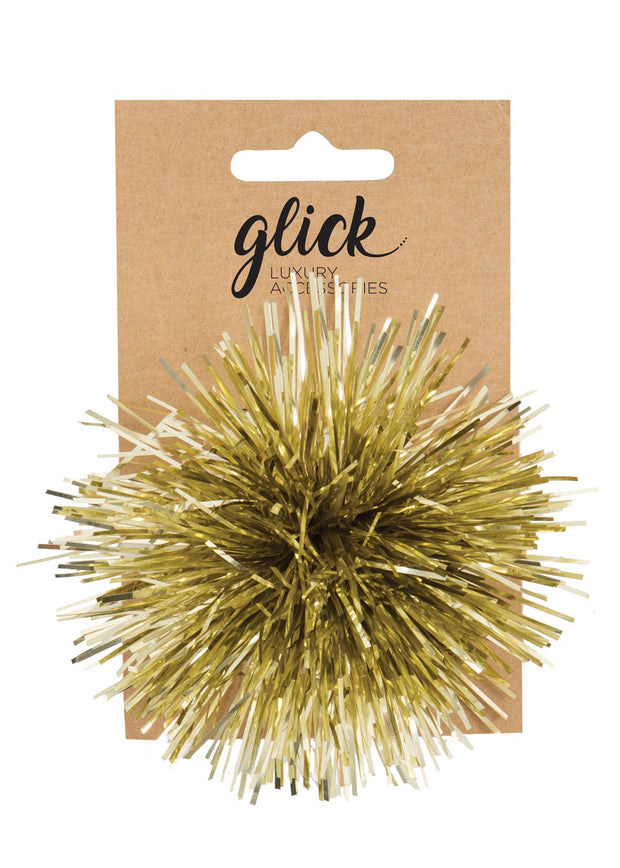 gold tinsel pom pom