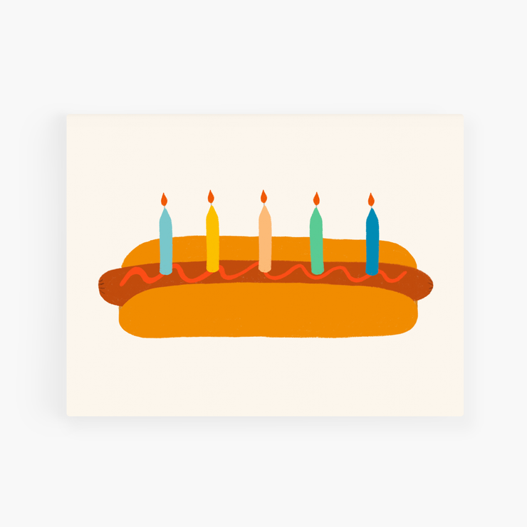 happy birthday hotdog cake card