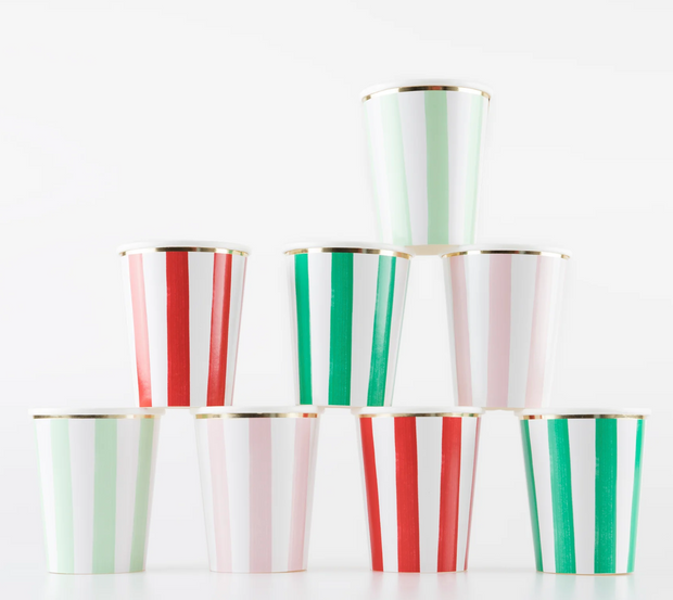 striped party cups
