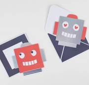 robot concertina valentine cards & stickers - set of 12