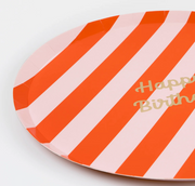stripe happy birthday plates - small & large sizes