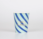 stripe happy birthday cups - set of 8