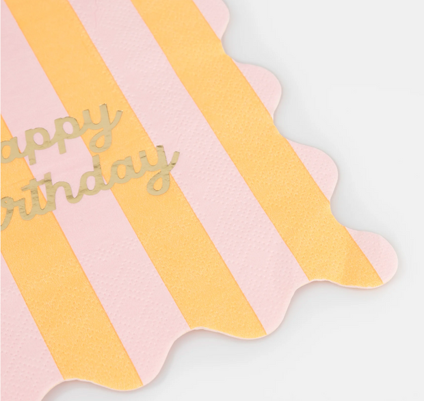 stripe happy birthday small napkins