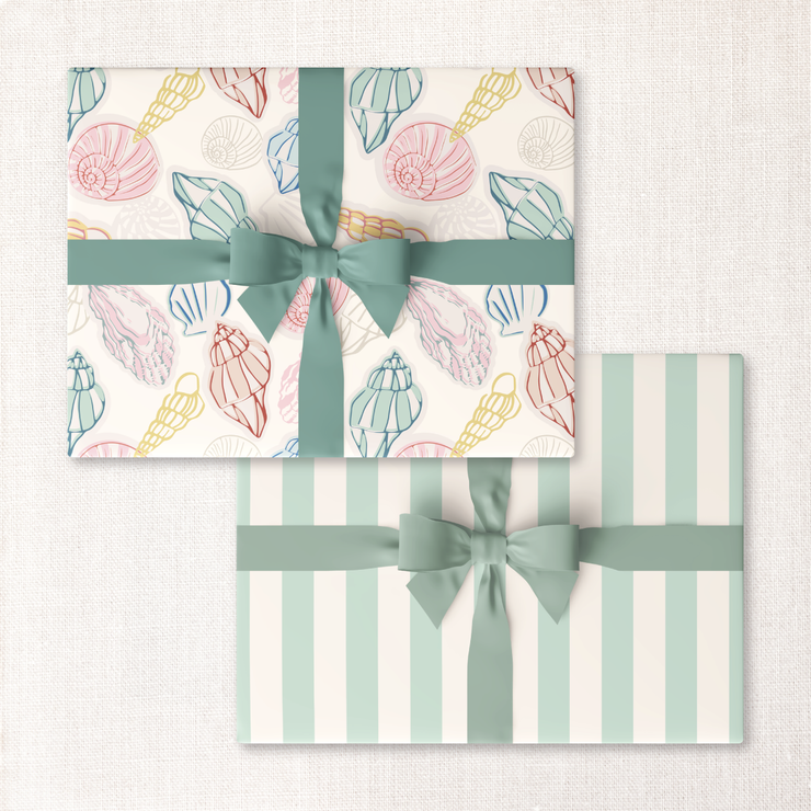 by the seashore + mint cabana stripe double-sided wrap sheet