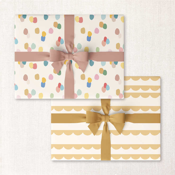 painted dots + golden scallops double-sided wrap sheet