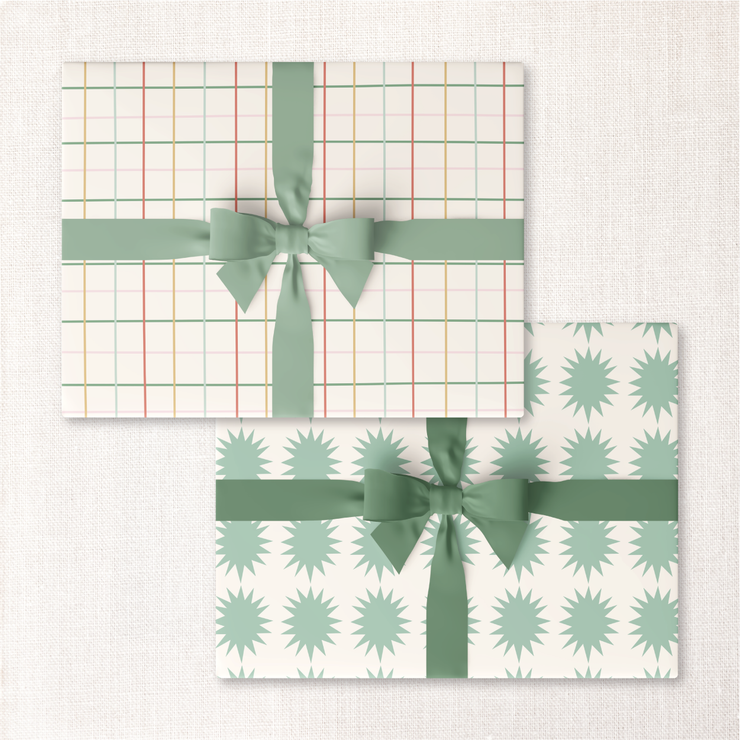 picnic basketweave + mint bursts double-sided wrap sheet