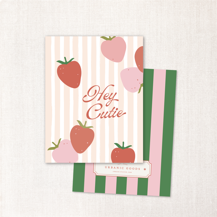hey cutie strawberries card