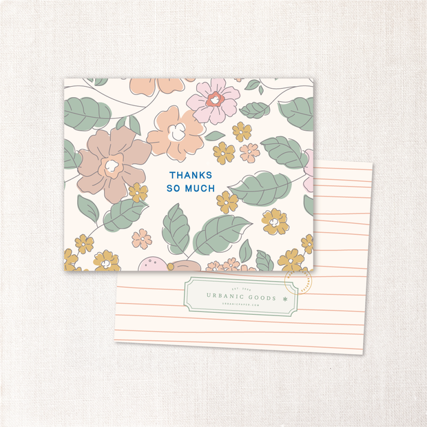 thanks umbrella floral card - single or set of 6