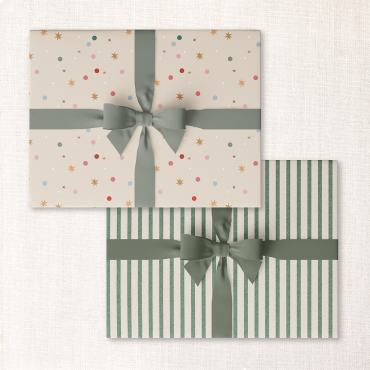 eggnog confetti + green pinstripe double-sided wrap sheet