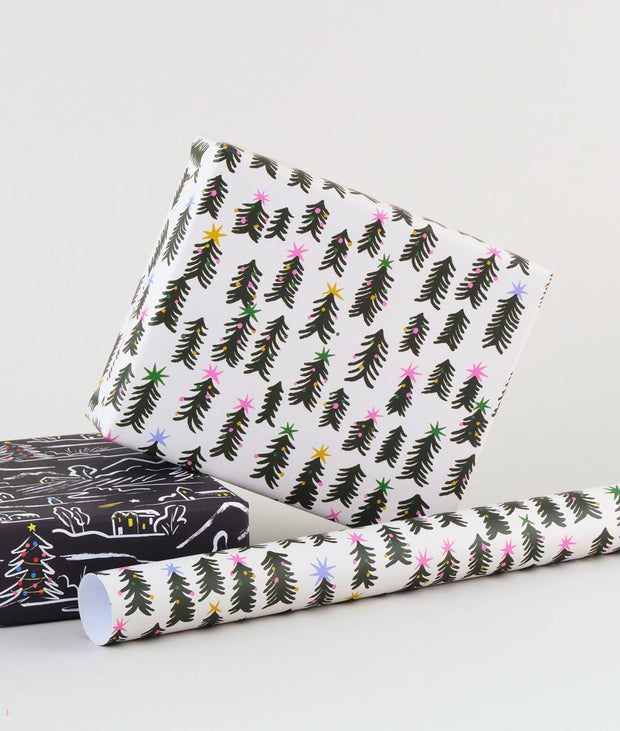 fir trees gift wrap sheet