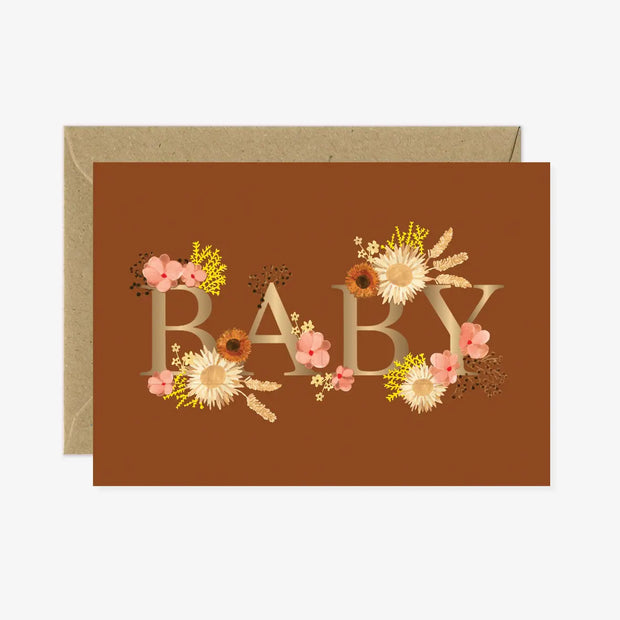 gold baby bouquet card