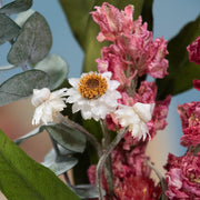 mini bouquet - eucalyptus and pink larkspur or lavender and bunnytail