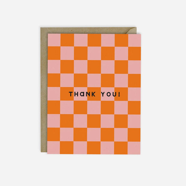 retro checkerboard thank you card - boxed set of 6