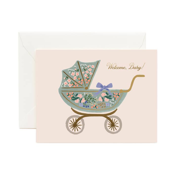 floral pram baby card