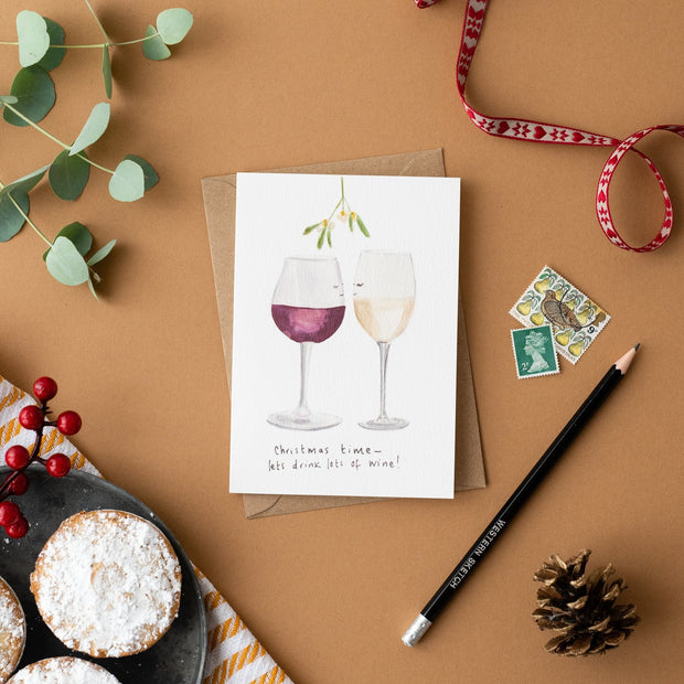 christmas time wine card