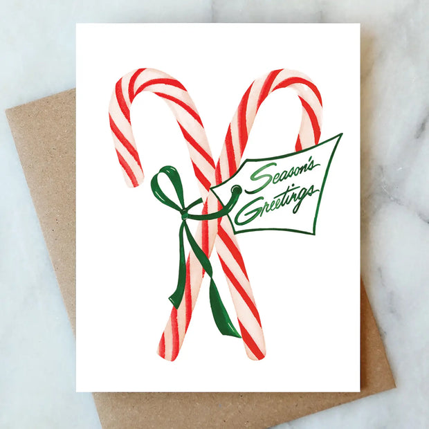 peppermint holiday card - single or set of 6