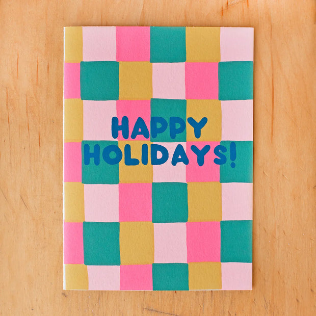 happy holidays squares card - single or set of 6
