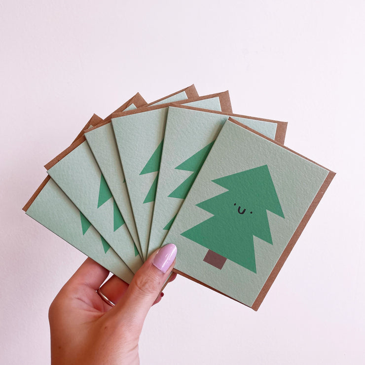 mini christmas tree cards - set of 6