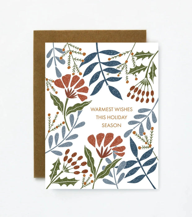 warmest wishes floral card - single or set of 6