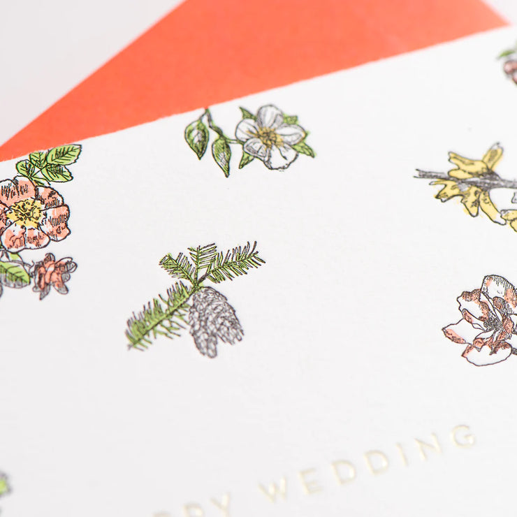 happy wedding floral card