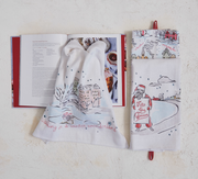 cotton printed tea towel w/ holiday motif