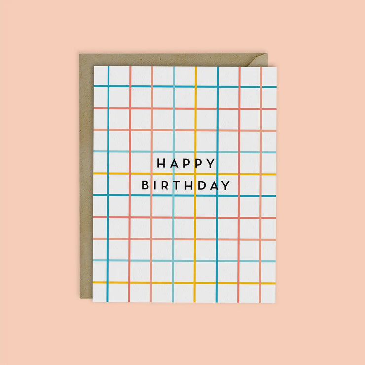 colorful grid happy birthday card