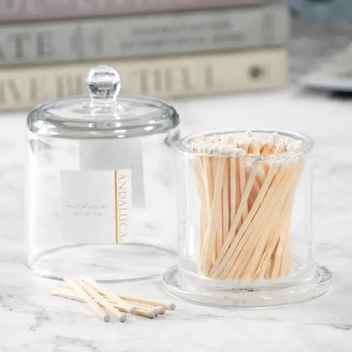 glass jar with lid & wooden matches